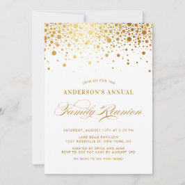Elegant Confetti Dots Gold Foil Family Reunion Inbjudningar