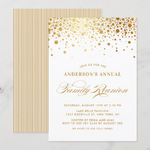 Elegant Confetti Dots Gold Foil Family Reunion Inbjudningar