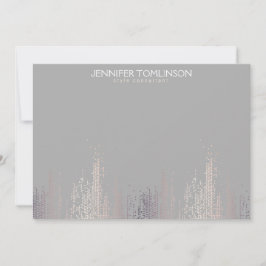 Elegant Confetti Rain Mönster Grått Notecard Anteckningskort