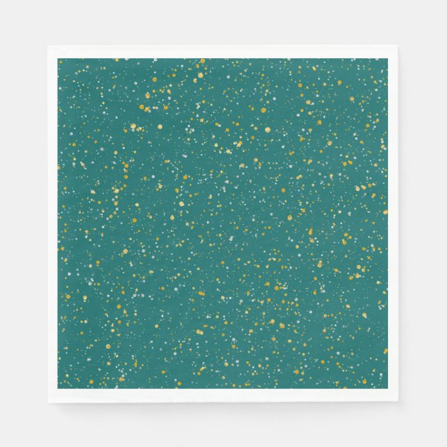 Elegant Confetti Space - Grönt av skalet och Guld, Pappersservett (Framsidan)