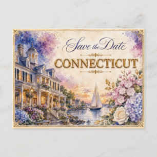 Elegant Connecticut Spara datum Bröllopsinbjudan Vykort