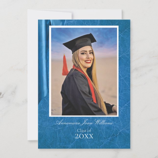 Elegant Contemporary Blue Graduation Card Meddelande (Framsida)