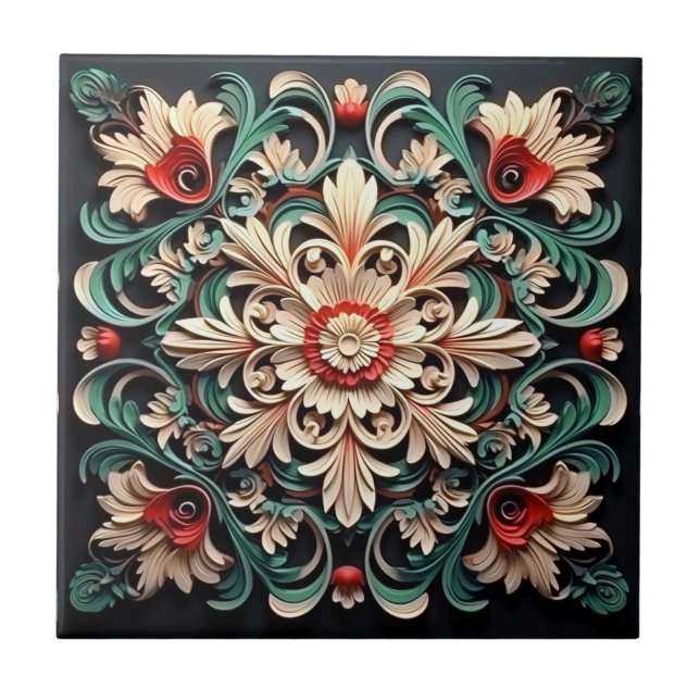 Elegant Contemporary Färgfull modern Ornate Kakelplatta (Framsidan)