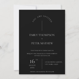 Elegant Contemporary Minimalist Black Bröllop Inbjudningar