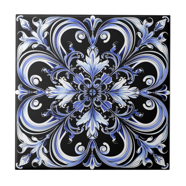 Elegant Contemporary Modern Ornate Azure Kakelplatta (Framsidan)