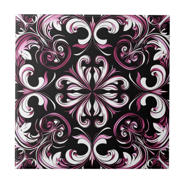 Elegant Contemporary Modern Ornate Burgundy Kakelplatta (Framsidan)