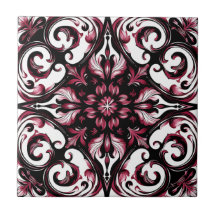 Elegant Contemporary Modern Ornate Burgundy