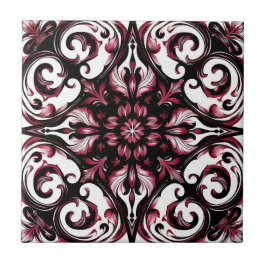 Elegant Contemporary Modern Ornate Burgundy Kakelplatta