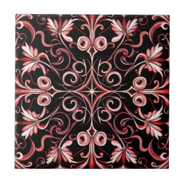Elegant Contemporary Modern Ornate Burgundy Kakelplatta