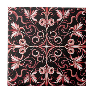 Elegant Contemporary Modern Ornate Burgundy Kakelplatta