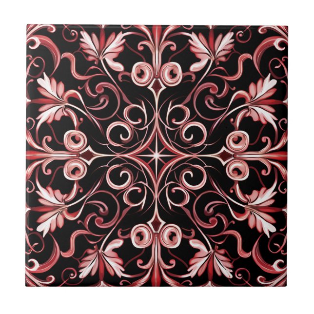 Elegant Contemporary Modern Ornate Burgundy Kakelplatta (Framsidan)