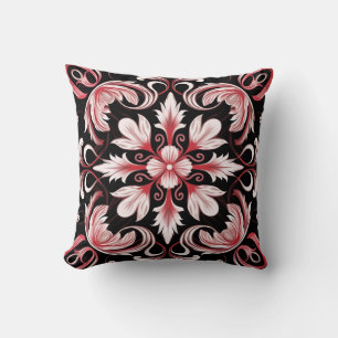 Elegant Contemporary Modern Ornate Burgundy Kudde