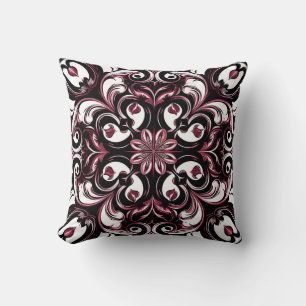 Elegant Contemporary Modern Ornate Burgundy Kudde