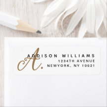 Elegant Contemporary Vitskript Guld Monogram
