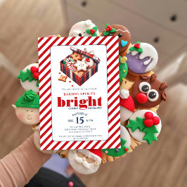 Elegant Cookie Exchange Party Blå Röd Inbjudningar