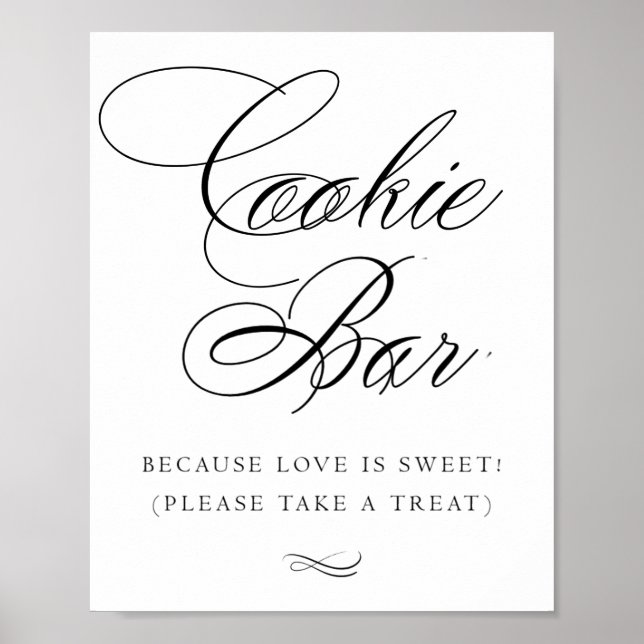 Elegant Cookie Pub Black Calligraphy | CHIC BORD Poster (Framsidan)