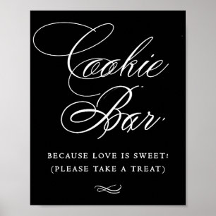 Elegant Cookie Pub White Calligraphy CHIC BORD Poster