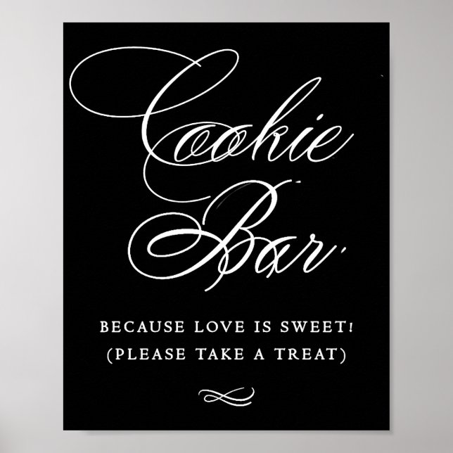 Elegant Cookie Pub White Calligraphy | CHIC BORD Poster (Framsidan)