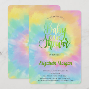 Elegant Cool Baby Shower Tie Dye Inbjudningar