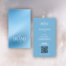 Elegant Cool Icy Blue Smooth Gradient QR Code Logo Visitkort