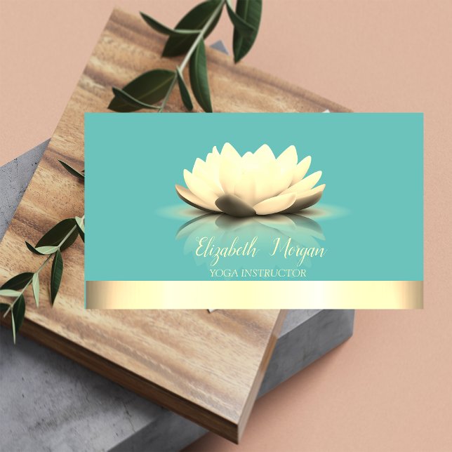 Elegant Cool Lotus Guld Rand Yoga  Visitkort (Skapare uppladdad)