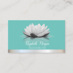 Elegant Cool Lotus Silverrand Turkos Yoga Visitkort