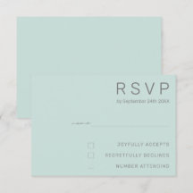 Elegant Cool Mint Minimal Modern Bröllop RSVP