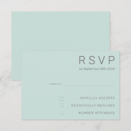 Elegant Cool Mint Minimal Modern Bröllop RSVP Inbjudningar