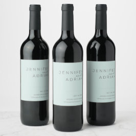 Elegant Cool Mint Minimal Vit och Rött Vin Etiket Vinflaska Etikett