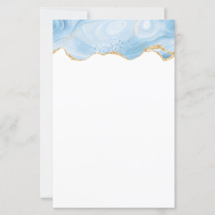 Elegant Coola Blue Agate med Guld Glitter Ribbon