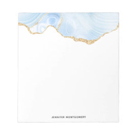 Elegant Coola Blue Agate med Guld Glitter Ribbon Anteckningsblock