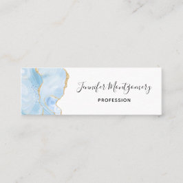 Elegant Coola Blue Agate med Guld Glitter Ribbon Mini Visitkort