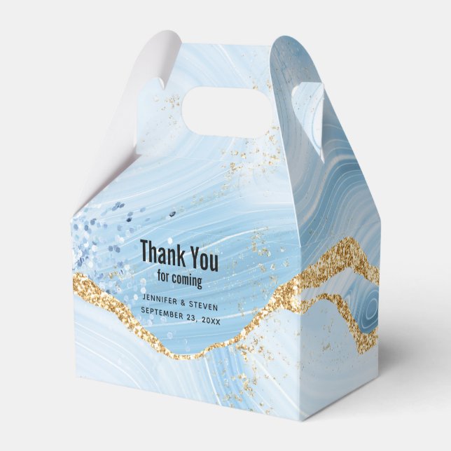 Elegant Coola Blue Agate med Guld Glitter Ribbon Presentaskar (Framsidan Sidan)