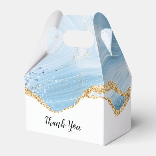 Elegant Coola Blue Agate med Guld Glitter Ribbon Presentaskar (Framsidan Sidan)