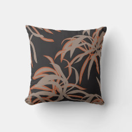 Elegant Copper and Black Tropical Leaf Throw Pillo Kudde