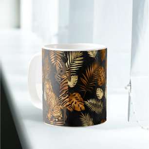 Elegant Copper Black Graphic Tiger Kaffemugg