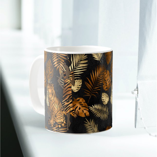 Elegant Copper Black Graphic Tiger Kaffemugg (Skapare uppladdad)