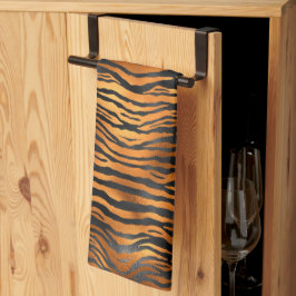 Elegant Copper Black Tiger Animal Print Kökshandduk