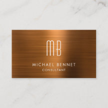 Elegant Copper Brown Metallic Monogram Consultant