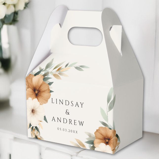 Elegant Copper Earthy Botanical Beige Wedding Presentaskar (Elegant Copper Earthy Botanical Beige Wedding Favor Boxes)