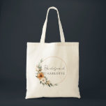 Elegant Copper & Earthy Botanical Bridesmaid Tygkasse<br><div class="desc">Elegant Copper & Earthy Botanical Wedding - Bridesmaid Tote Bag with your name & date. Immerse yourselves in natural elegance with our Copper & Earthy Botanical Tote Bag with your names & date. This sophisticated design captures the warmth and charm of a Boho-inspired wedding, featuring stunning copper and burnt orange...</div>