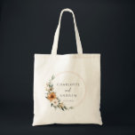 Elegant Copper & Earthy Botanical Wedding  Tygkasse<br><div class="desc">Elegant Copper & Earthy Botanical Wedding Tote Bag with your names & date. Immerse yourselves in natural elegance with our Copper & Earthy Botanical Wedding napkins with your names & date. This sophisticated design captures the warmth and charm of a Boho-inspired wedding, featuring stunning copper and burnt orange florals beautifully...</div>