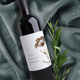 ELEGANT COPPER FOIL HYDRANGEA BLOMMIGT BRÖLLOP VINFLASKA ETIKETT