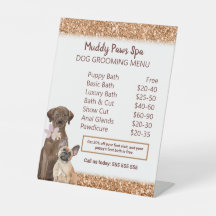 Elegant Copper Glitter Hund Grooming Menu