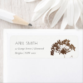 ELEGANT COPPER HYDRANGEA BLOMMIGT ADRESS RETURADRESS ETIKETT