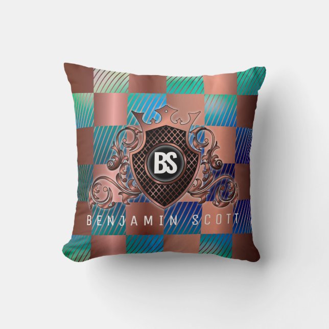Elegant Copper Monogram Dekorativ kudde (Framsida)