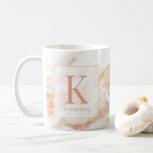 Elegant Copper Ro Gold Foil Marble Monogram Kaffemugg