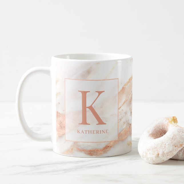 Elegant Copper Ro Gold Foil Marble Monogram Kaffemugg (Med munk)