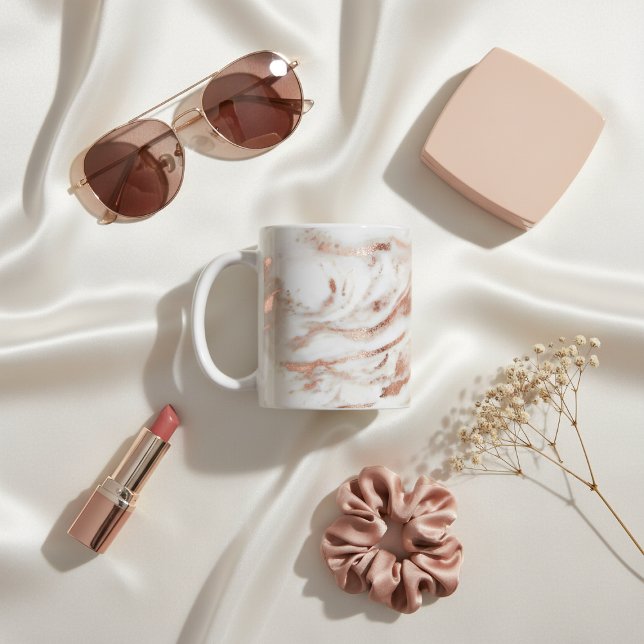 Elegant Copper Ro guldfoil Marble Kaffemugg (Elegant Copper Rose Gold Foil Marble Coffee Mug)