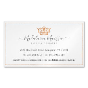 Elegant Copper Royal Blommigt & Foliage Krona Logo Magnetiska Visitkort